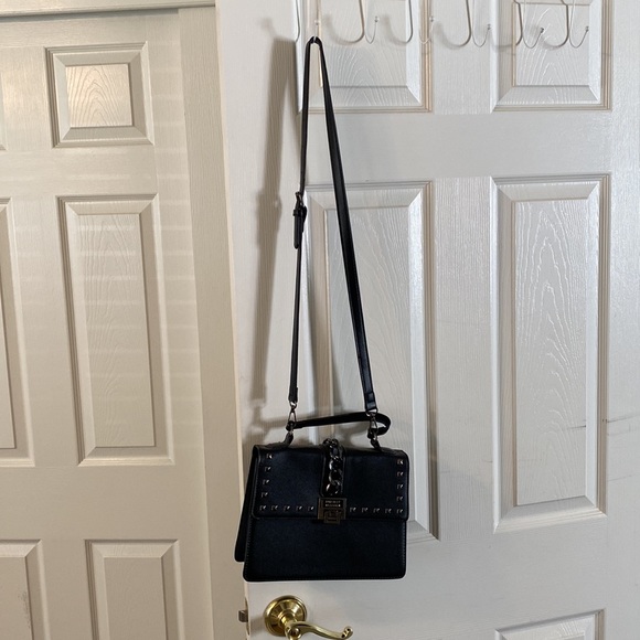 Badgley Mischka adjustable crossbody black studded purse - Picture 2 of 4